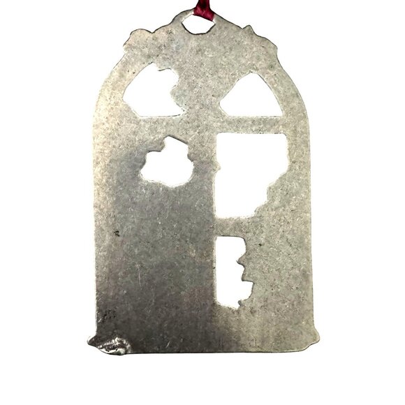 Cat & Window Pewter Ornament With Red Ribbon Hanger - Picture 5 of 5